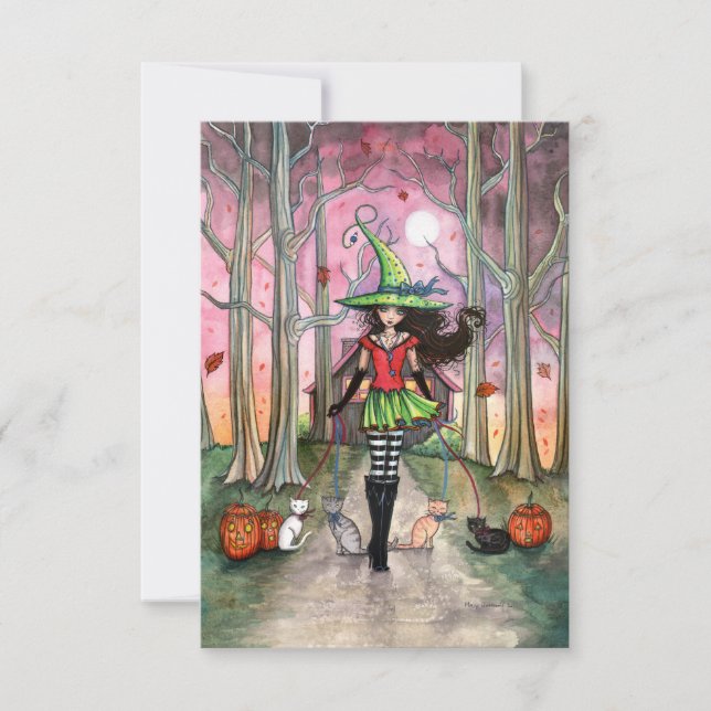 Tarjeta postal de Halloween de Paseando a los Gato (Anverso)