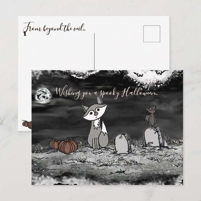 Tarjeta postal de Halloween del cementerio de Fig  (Anverso / Reverso)