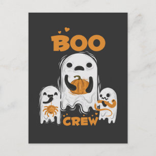 Tarjeta postal de Halloween del equipo Boo con fan