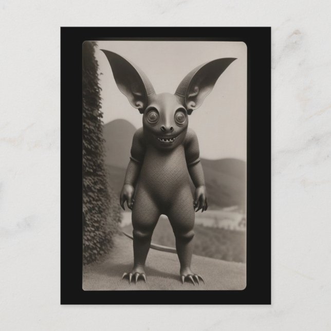 Tarjeta postal de Halloween del extraño murciélago (Anverso)