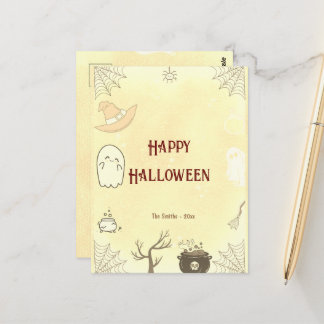 Tarjeta postal de Halloween del fantasma lindo