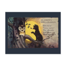 Tarjeta postal de Halloween espeluznante de gato v