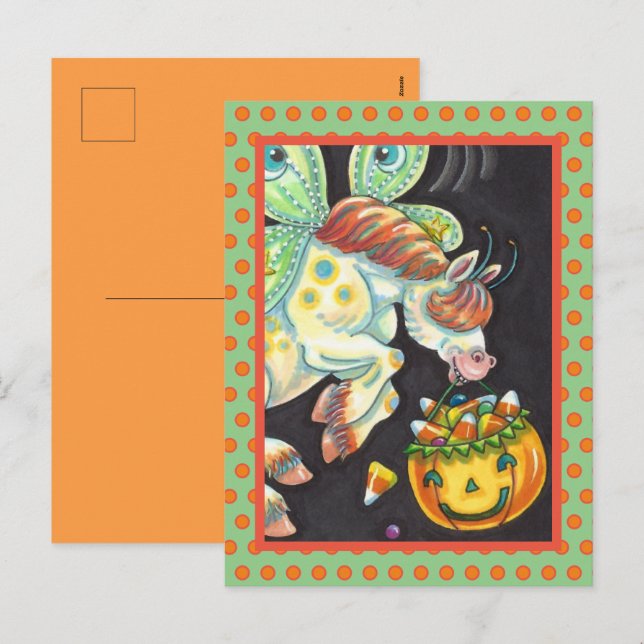 TARJETA POSTAL DE HALLOWEEN FLYING HORSE CANDY COR (Anverso / Reverso)
