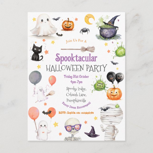 Tarjeta postal de Halloween para niños lindos (Anverso)