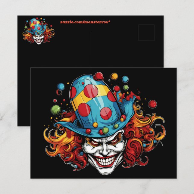 Tarjeta postal de Halloween/Payaso (Anverso / Reverso)
