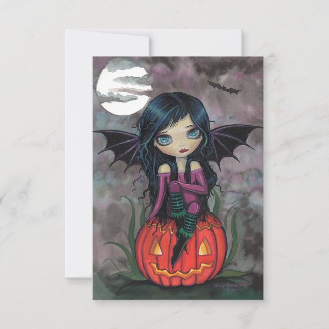 Tarjeta postal de Halloween Pumpkin Pixie (Anverso)