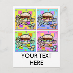TARJETA POSTAL DE HAMBURGER Pop Art