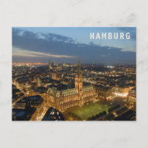 Tarjeta postal de Hamburgo de noche