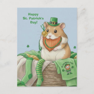 Tarjeta postal de hámster del día de San Patricio