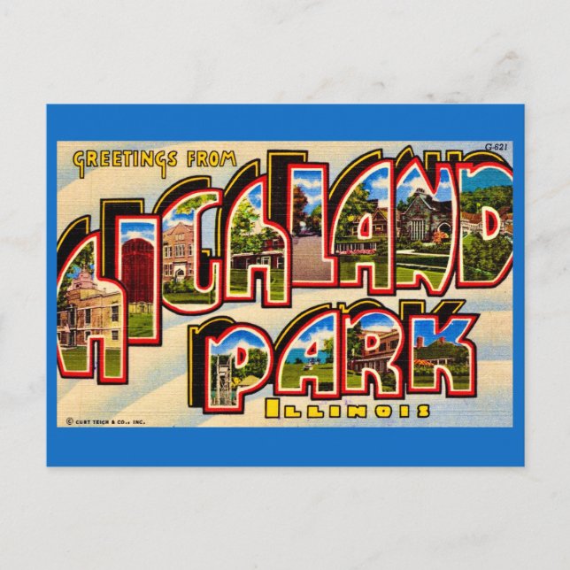 Tarjeta postal de Highland Park (Anverso)