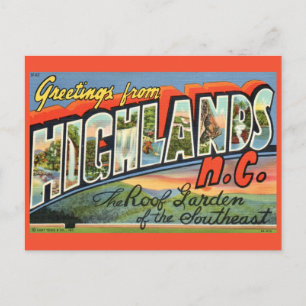Tarjeta postal de Highlands NC antigua
