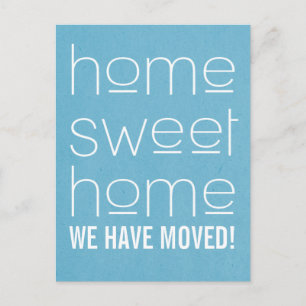 Tarjeta postal de Hogar Dulce Hogar Moderno Azul