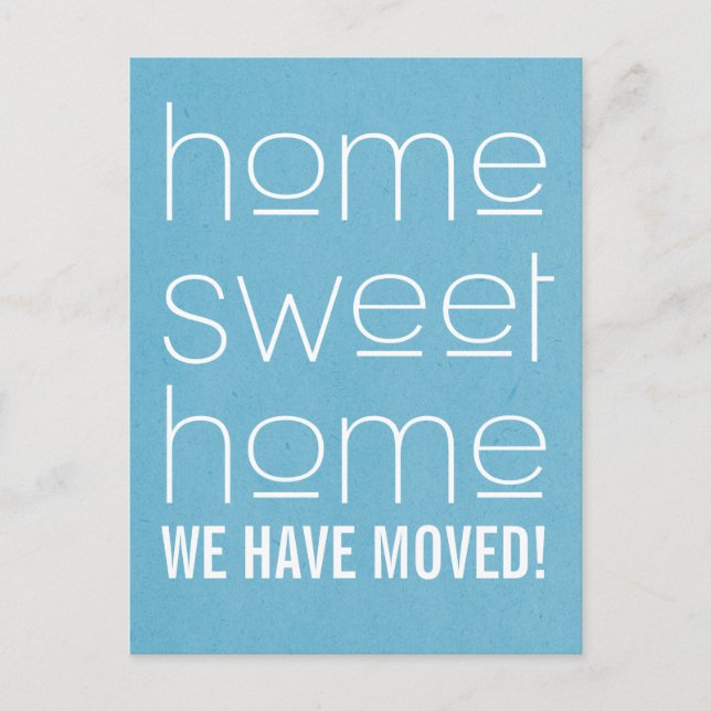 Tarjeta postal de Hogar Dulce Hogar Moderno Azul (Anverso)