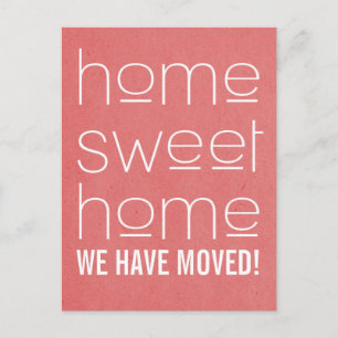 Tarjeta postal de hogar dulce hogar moderno rojo