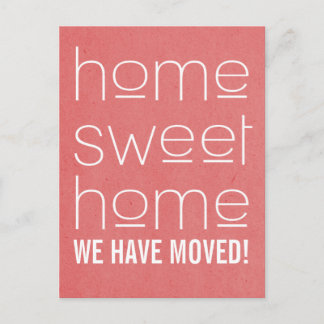 Tarjeta postal de hogar dulce hogar moderno rojo