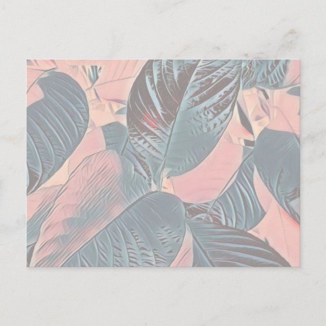 Tarjeta postal de hojas botánicas rosadas (Persona (Anverso)