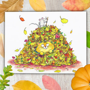 Tarjeta postal de hojas de otoño