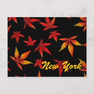 Tarjeta postal de hojas de otoño de Nueva York