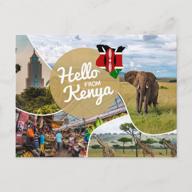 Tarjeta postal de Hola desde Kenia (Anverso)
