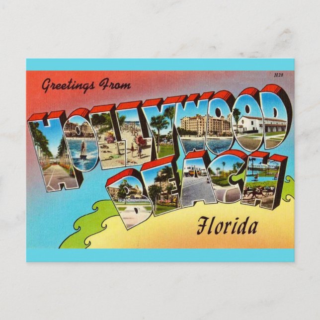 Tarjeta postal de Hollywood Beach Florida (Anverso)
