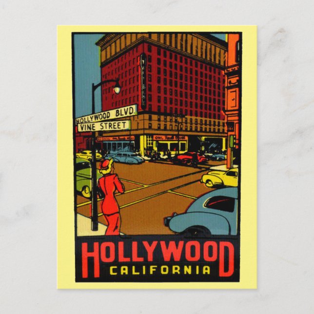 Tarjeta postal de Hollywood California (Anverso)
