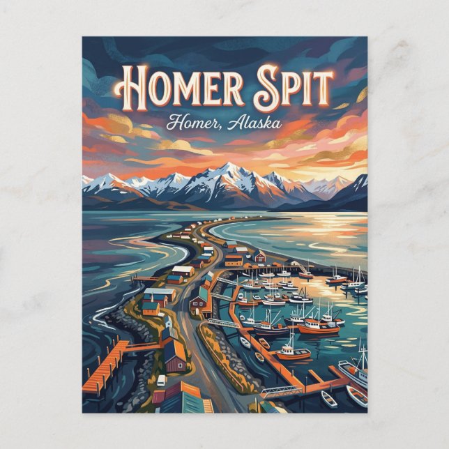 Tarjeta postal de Homer Spit Alaska (Anverso)