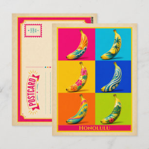 Tarjeta postal de Honolulu Hawaii Plátano Arte Pop
