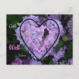 Tarjeta postal de Hortensia Púrpura en Corazones p