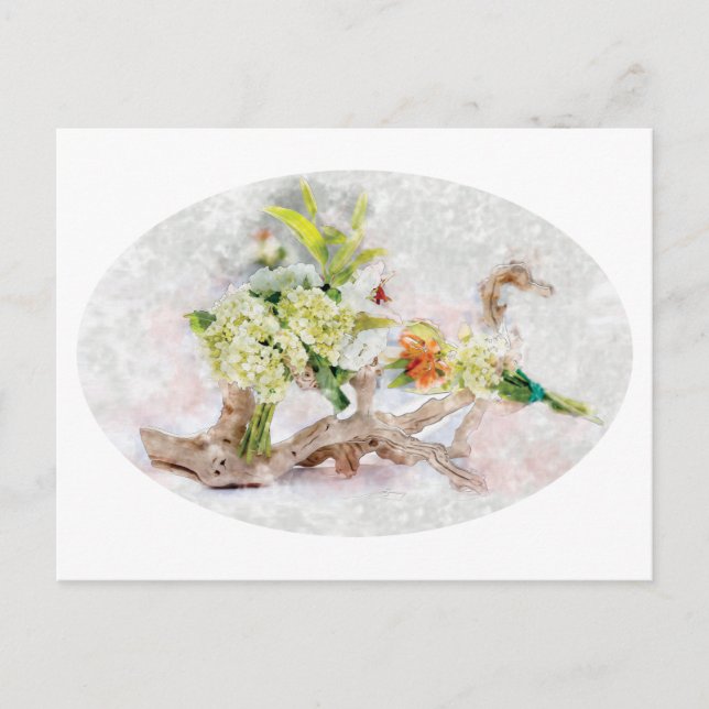 Tarjeta postal de Hortensias Bella Acuarela (Anverso)