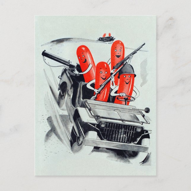 Tarjeta postal de Hotdog Militar Vintage (Anverso)