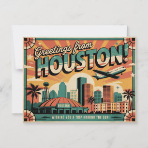 Tarjeta postal de Houston de época   Saludos desde