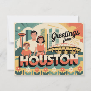 Tarjeta postal de Houston de época   Saludos desde