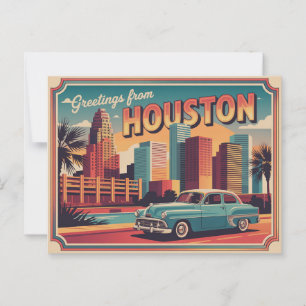 Tarjeta postal de Houston de época   Saludos desde