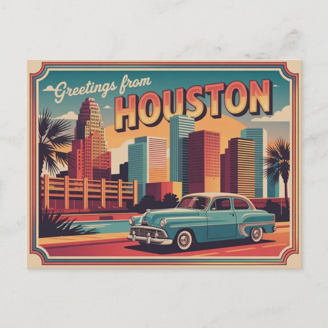 Tarjeta postal de Houston de época | Saludos desde (Anverso)