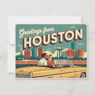 Tarjeta postal de Houston de época   Saludos desde