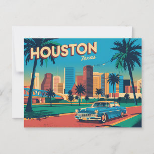 Tarjeta postal de Houston de época   Saludos desde