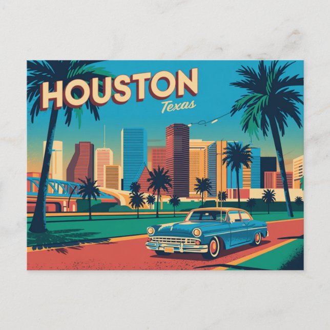 Tarjeta postal de Houston de época | Saludos desde (Anverso)