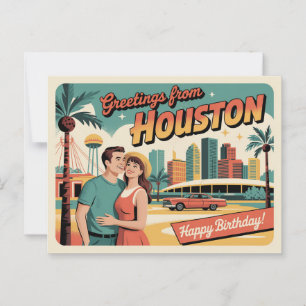 Tarjeta postal de Houston de época   Saludos desde