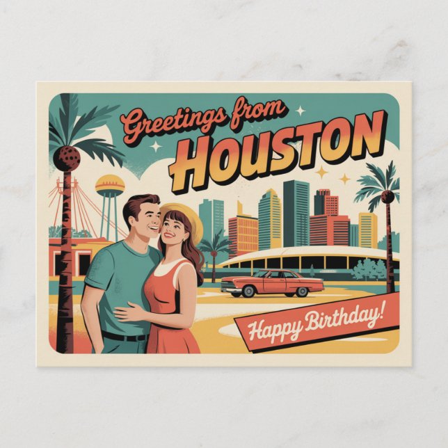 Tarjeta postal de Houston de época | Saludos desde (Anverso)