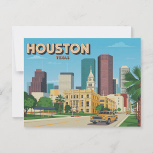 Tarjeta postal de Houston de época   Saludos desde