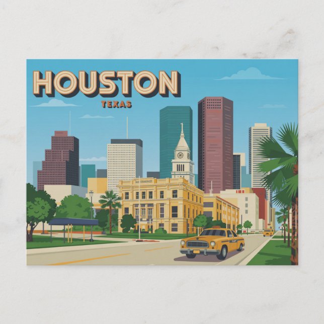 Tarjeta postal de Houston de época | Saludos desde (Anverso)