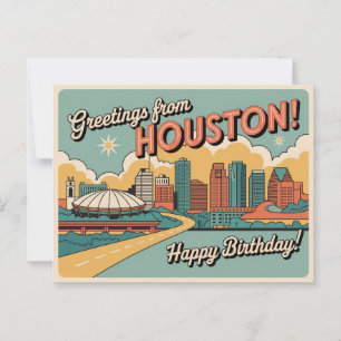 Tarjeta postal de Houston de época   Saludos desde
