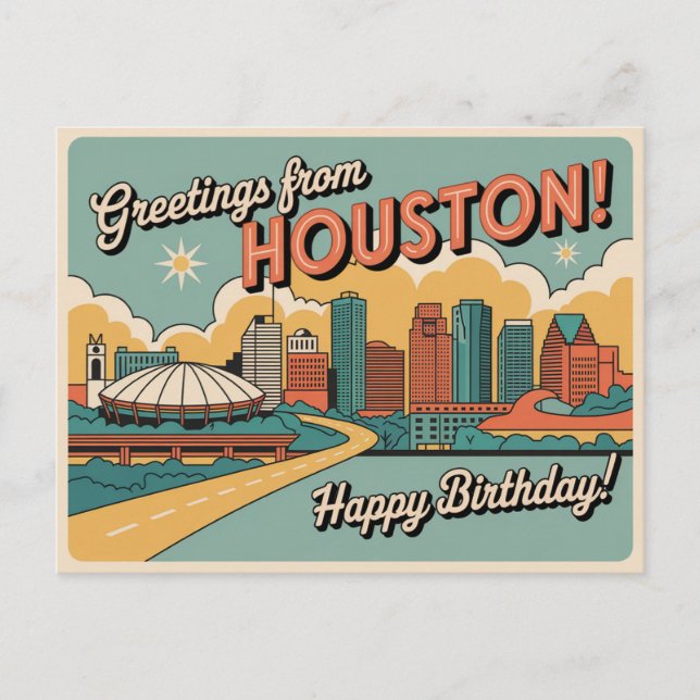 Tarjeta postal de Houston de época | Saludos desde (Anverso)