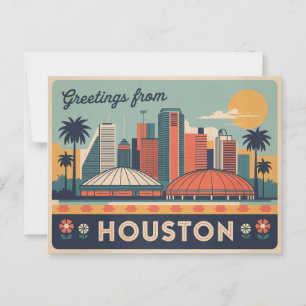 Tarjeta postal de Houston de época   Saludos desde