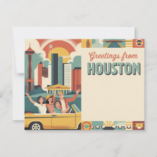 Tarjeta postal de Houston de época   Saludos desde