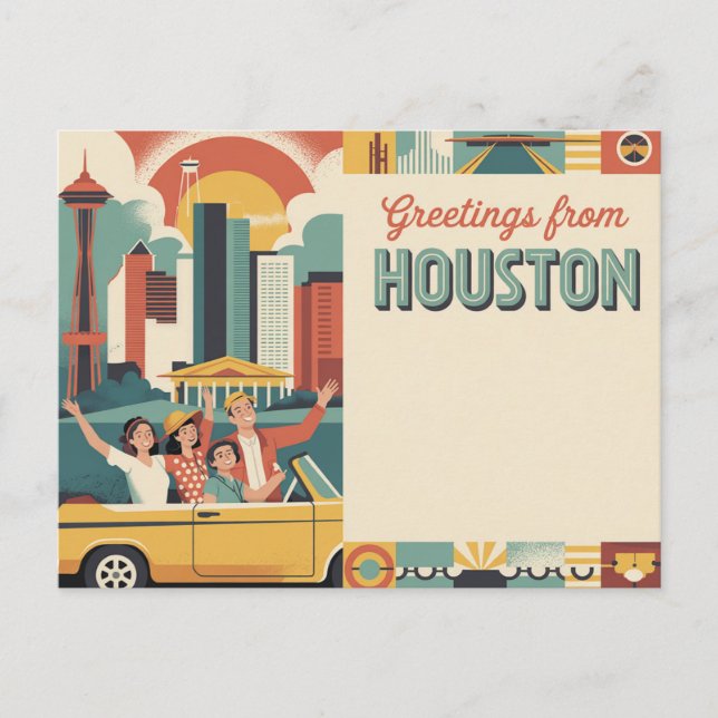 Tarjeta postal de Houston de época | Saludos desde (Anverso)