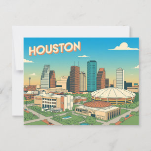 Tarjeta postal de Houston de época   Saludos desde