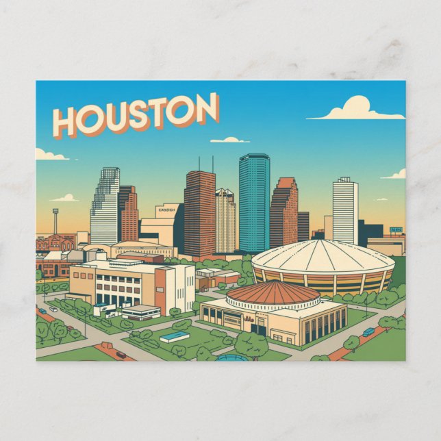 Tarjeta postal de Houston de época | Saludos desde (Anverso)