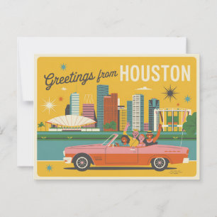Tarjeta postal de Houston de época   Saludos desde