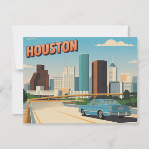 Tarjeta postal de Houston de época   Saludos desde